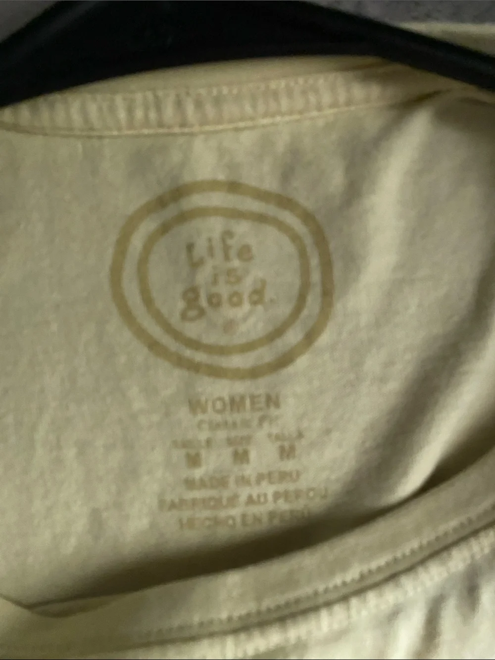 Life Is Good Pale Yellow Short Sleeve Tee with Pink and Blue Sun Graphic - Picture 2 of 5